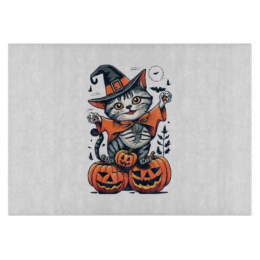 ハロウィン魔女猫 カッティングボード (正面)