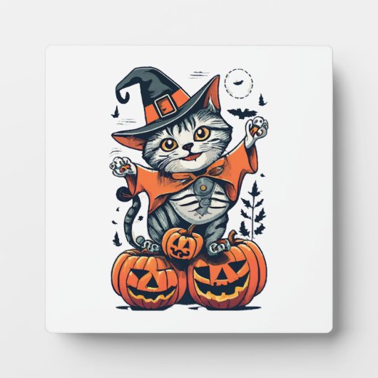 ハロウィン魔女猫 フォトプラーク (正面)