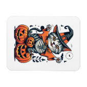 ハロウィン魔女猫 マグネット (横)