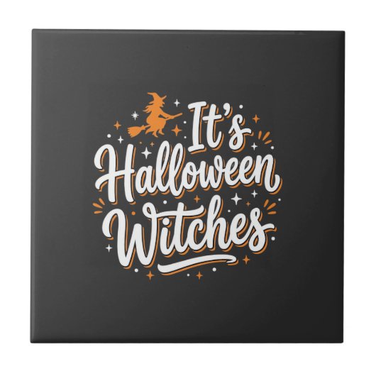 ハロウィン魔女 かわいい魔女の名言デザイン_1 タイル (正面)