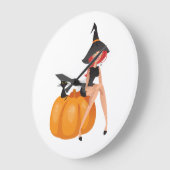 ハロウィン魔女 ラージ壁時計 (傾斜)