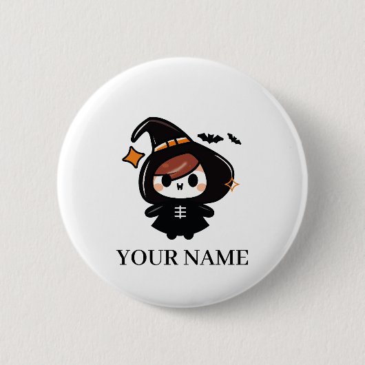 ハロウィン魔女 缶バッジ (正面)