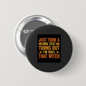 ハロウィン魔女DNA検査面白いデザイン 缶バッジ (正面&裏面)