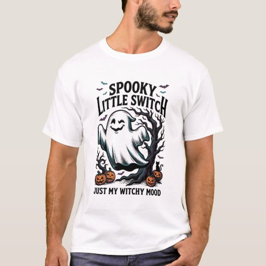 ハロウィン魔女Tシャツビンテージ幽霊ユーモアデザイン_1 Tシャツ (正面)