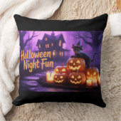 ハロウィン魔法愛らしい猫とカボチャの点滅 クッション (ブランケット)