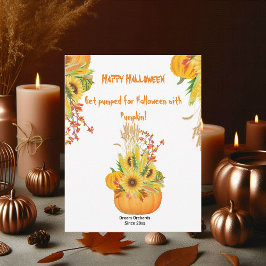 ハロウィン鮮やかカボチャ水彩ひまわり花