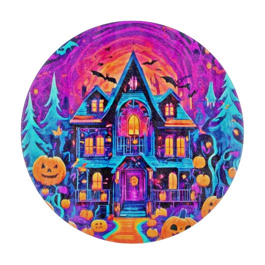 ハロウィン鮮やかハウスアート カッティングボード (正面)