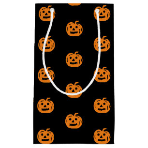 ハロウィン黒オレンジのハロウィーンのカボチャのちょうちん柄かわいい スモールペーパーバッグ