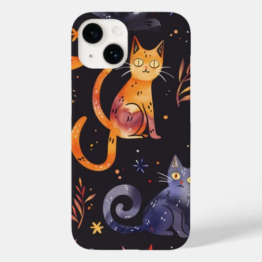 ハロウィン黒猫とムーンおもしろいズ魔女キッズ Case-Mate iPhoneケース (裏面)