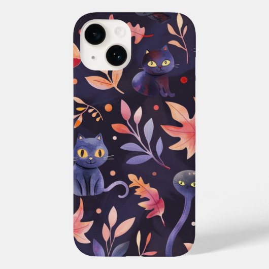 ハロウィン黒猫とムーンおもしろいズ魔女キッズ Case-Mate iPhoneケース (裏面)