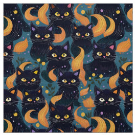 ハロウィン黒猫のかわいい生地 ファブリック
