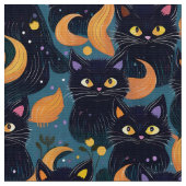 ハロウィン黒猫のかわいい生地 ファブリック (クローズアップ)