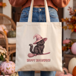 ハロウィン黒猫の魔女 トートバッグ