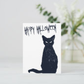 ハロウィン黒猫はがきシルエット ポストカード (スタンド正面)