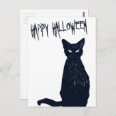 ハロウィン黒猫はがきシルエット ポストカード (正面/裏面)