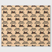 ハロウィン黒猫シームレスラッピング紙 ラッピングペーパー (フラット)