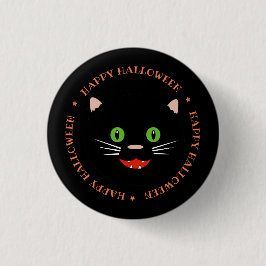 ハロウィン黒猫ボタン 缶バッジ