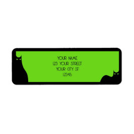ハロウィン黒猫不気味目緑かわいモダン ラベル