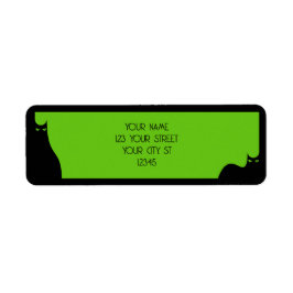 ハロウィン黒猫不気味目緑かわいモダン ラベル