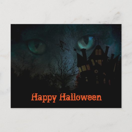 ハロウィン黒猫 はがき (正面)