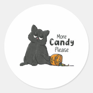 ハロウィン黒猫 もっとキャンディを ラウンドシール