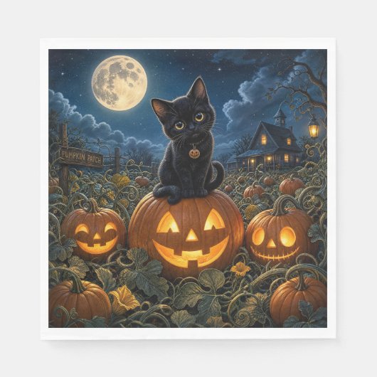 ハロウィン黒猫 スタンダードランチョンナプキン (正面)