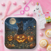 ハロウィン黒猫 ペーパープレート (パーティー)