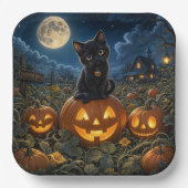 ハロウィン黒猫 ペーパープレート (正面)