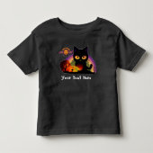 ハロウィン黒猫Tシャツ トドラーTシャツ (正面)