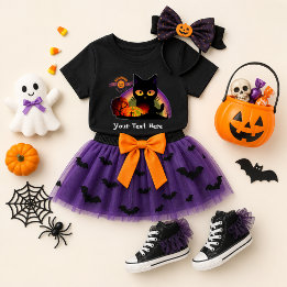 ハロウィン黒猫Tシャツ トドラーTシャツ