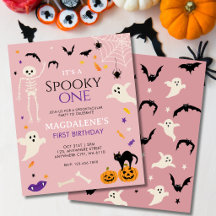 ハロウィン１歳の誕生日　ピンクの安っぽいおばけ
