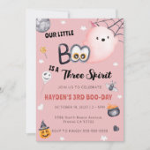 ハロウィン３歳誕生日 女の子 三つの精霊 招待状 (正面)
