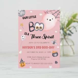 ハロウィン３歳誕生日 女の子 三つの精霊 招待状