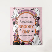 ハロウィン1歳の誕生日おめでとう女の子ウェルカム タペストリー (正面)
