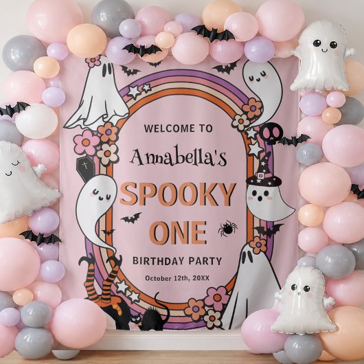 ハロウィン1歳の誕生日おめでとう女の子ウェルカム タペストリー