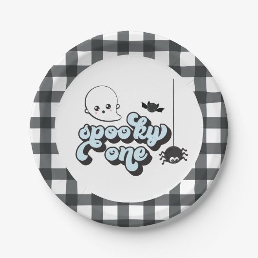 ハロウィン1歳の誕生日おめでとう Spooky One ペーパープレート (正面)