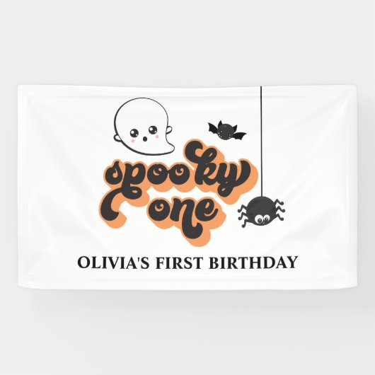 ハロウィン1歳の誕生日おめでとう Spooky One 横断幕 (横)