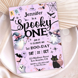 ハロウィン1歳の誕生日パーティー 幽霊の女の子 スプーキー ワン 招待状