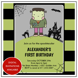 ハロウィン1歳の誕生日 スパークタキュラー フランケンシュタイン 招待状