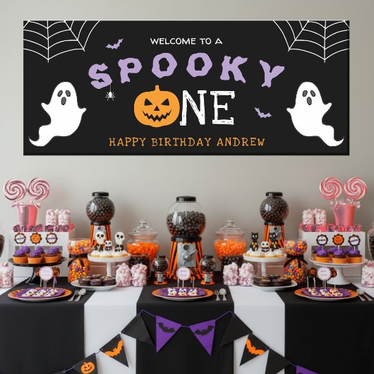 ハロウィン1歳の誕生日 スプーキー ゴシック 横断幕