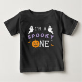 ハロウィン1歳誕生日 怖い ワン ゴースト ゴシック ベビーTシャツ (正面)