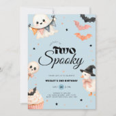 ハロウィン2回目のお誕生日おめでとう青い招待状 招待状 (正面)