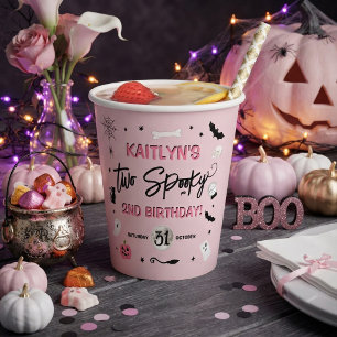 ハロウィン2歳の誕生日パーティーにぴったりな「ツースプーキーガールズ」デザイン 紙コップ