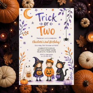 ハロウィン2歳の誕生日パーティーにぴったりな"Trick or Two" 招待状