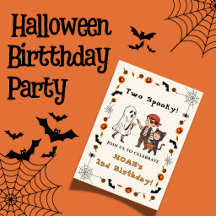 ハロウィン2歳の誕生日パーティーの招待状「ツースプーキー」