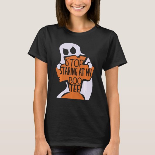 ハロウィン2020ストップ私のブーティーを見つめて幽霊a tシャツ (正面)