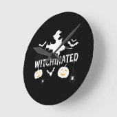 ハロウィン2021年仮装おもしろい魔女 ラウンド壁時計 (傾斜)