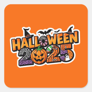 ハロウィン2025の魔法 - 祝祭のかぼちゃ スクエアシール