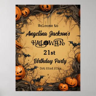 ハロウィン21歳の誕生日パーティー パンプキンウェルカム ポスター