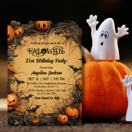 ハロウィン21歳の誕生日 かぼちゃ ヴィンテージ スプーキー 招待状